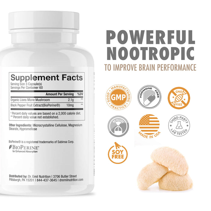 Lions Mane Mushroom Capsules - 60 Day Supply
