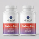 Two bottles of Dr. Emil Nutrition Daytime Burn supplement on a light gray background