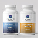 Two bottles of Dr. Emil Nutrition supplements on a light gray background