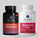 Two supplement bottles from Dr. Emil Nutrition on a light gray background