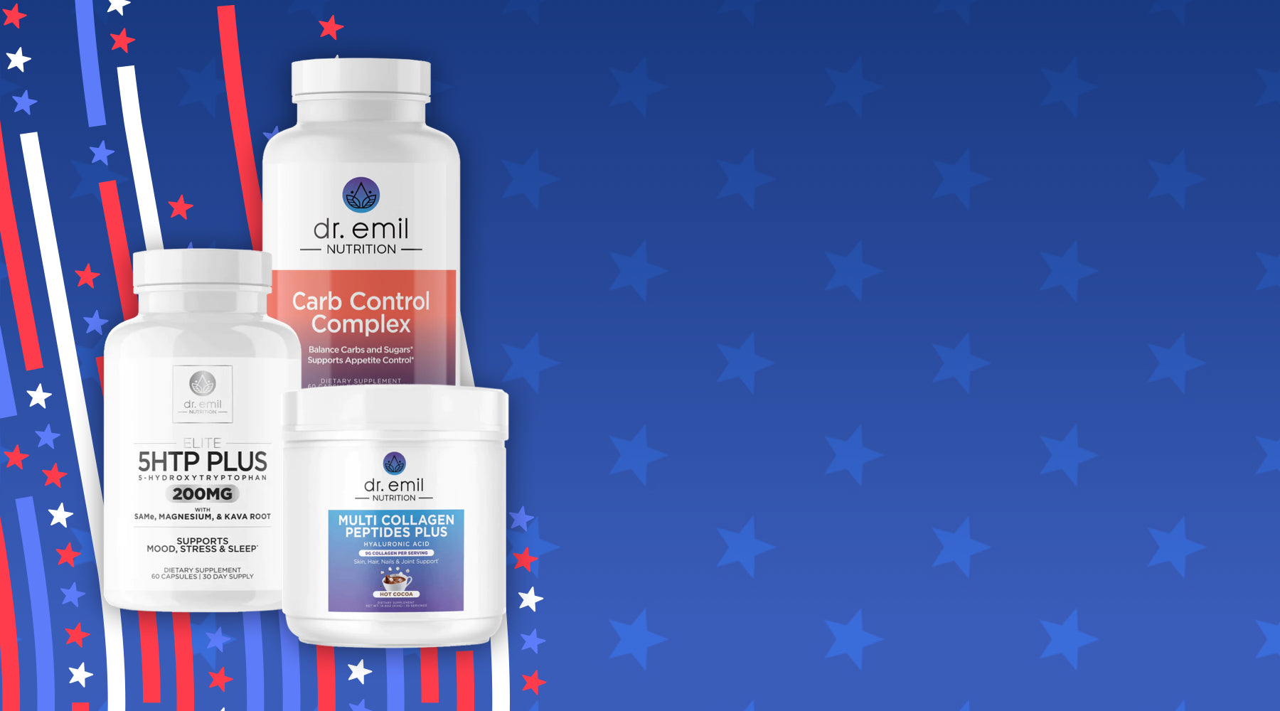 Dr. Emil products with a Patriotic background