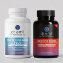 Two supplement bottles from Dr. Emil Nutrition on a light gray background