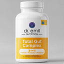 Dr. Emil Nutrition Total Gut Complex supplement bottle on a gray background