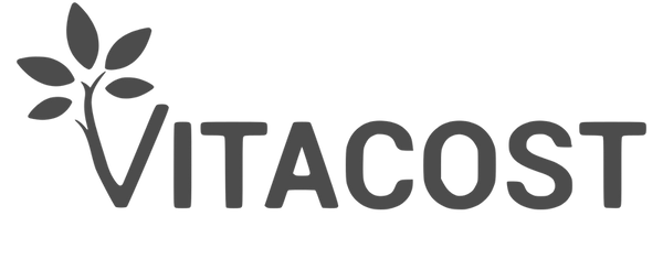 Vitacost logo with leaves on a white background
