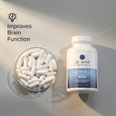 Bottle of dr. emil 5-HTP Plus supplement with capsules on a light background