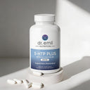 Dr. Emil Nutrition 5-HTP Plus supplement bottle with pills on a light background