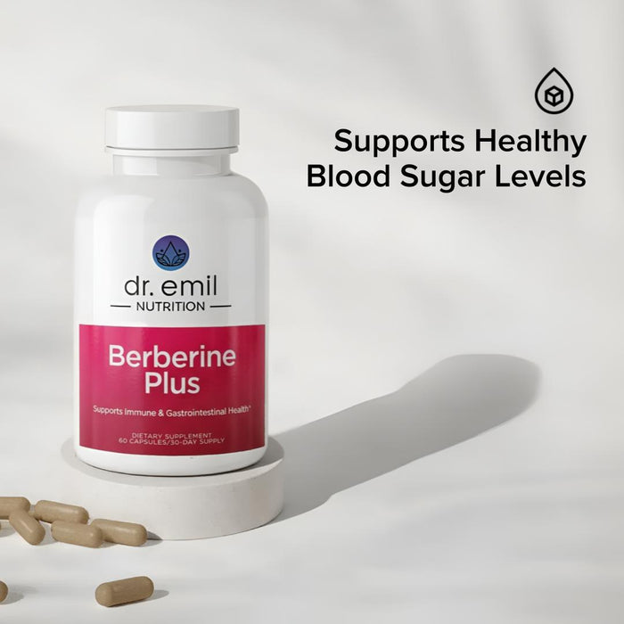 Dr. Emil Nutrition Berberine Plus supplement bottle on a white background