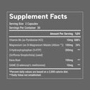 Supplement facts label with various nutrients listed on a gray background