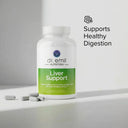 Bottle of Dr. Emil Nutrition Liver Support supplement on a white background.  Text reads 'Supports Healthy Digestion'