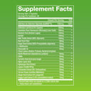 Supplement facts label on a green background
