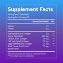 Dr. Emil Multi Collagen Plus Supplement facts label with blue background