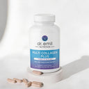 Dr. Emil Nutrition Multi Collagen Plus supplement bottle with capsules on a white background