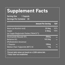 Supplement facts label on a gray background