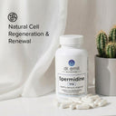 Dr. Emil Nutrition Spermidine supplement bottle with pills on a neutral background