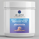 Container of Dr. Emil Nutrition Multi Collagen Peptides Plus Peppermint Hot Cocoa on a gray background